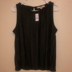 NWT LOFT SIZE LARGE WOMENS GREEN GOLD FLOWY TANK TOP KEYHOLE BACK